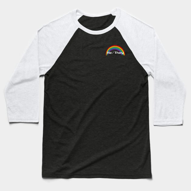 Rainbow Pronouns - He/They Baseball T-Shirt by FindChaos